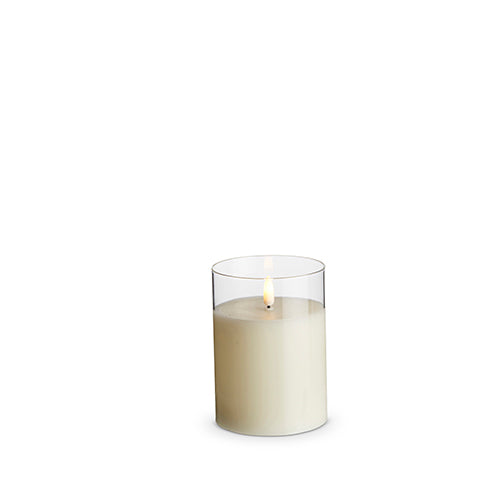 Clear Glass Ivory Pillar Candle 3.5x5