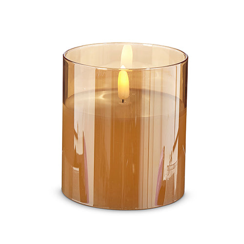 3.5 x 4 Gold Glass Ivory Pillar Candle