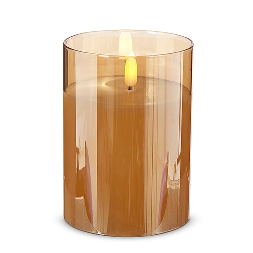 3.5 x 5 Gold Glass Ivory Pillar Candle