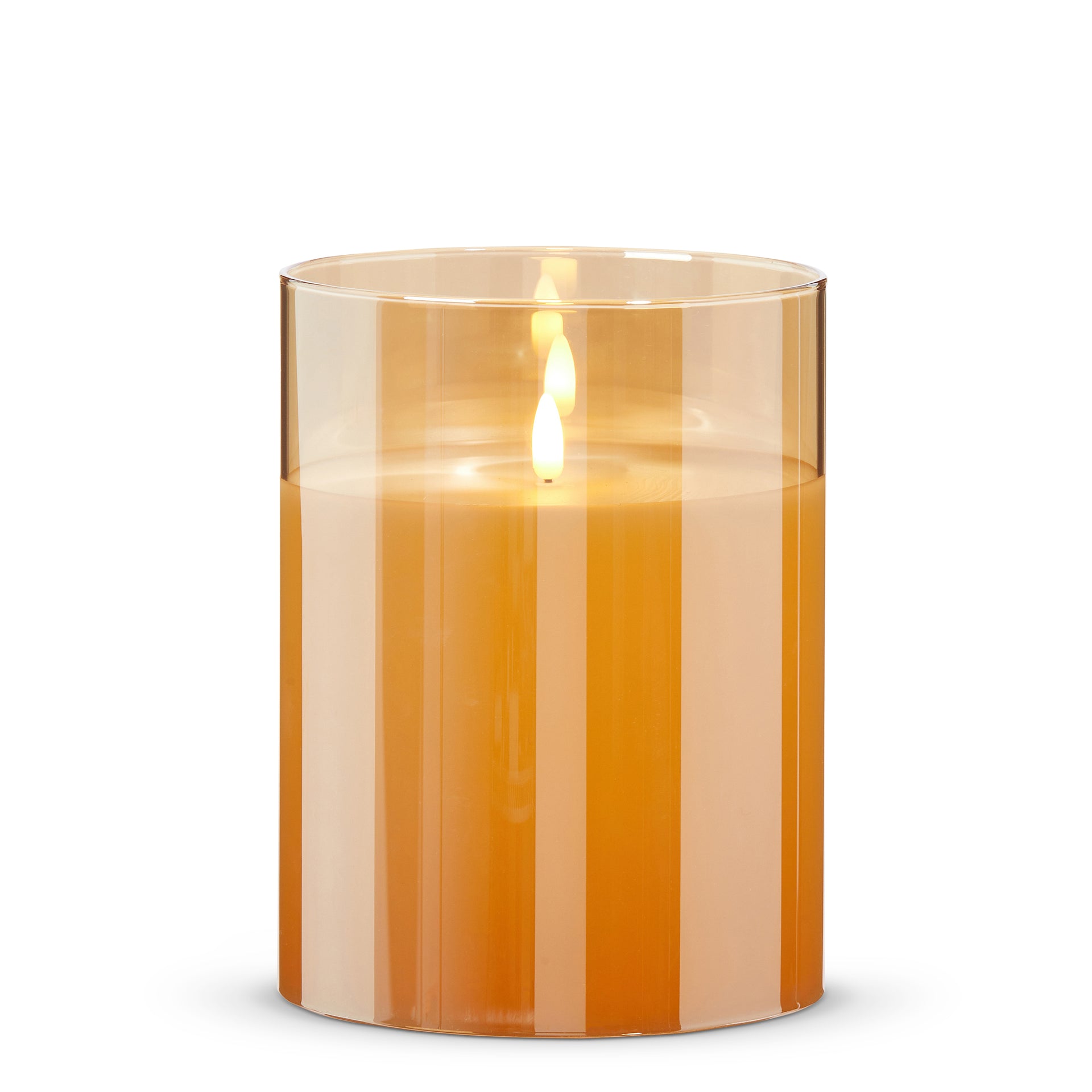 6 x 8 Gold Glass Ivory Pillar Candle