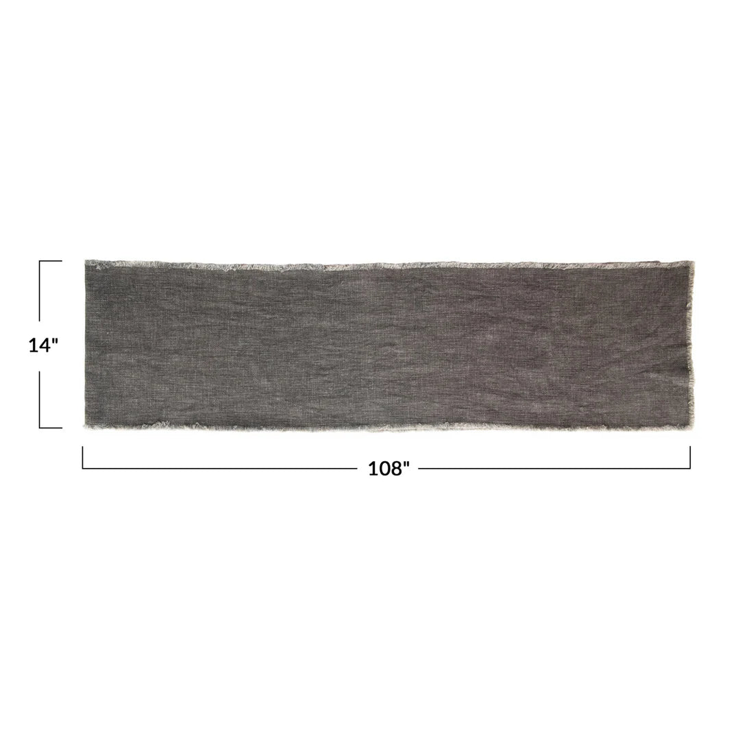 Grey Linen Blend Table Runner