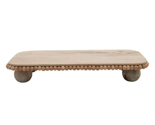 Decorative Mango Wood Pedestal with Beaded Edge