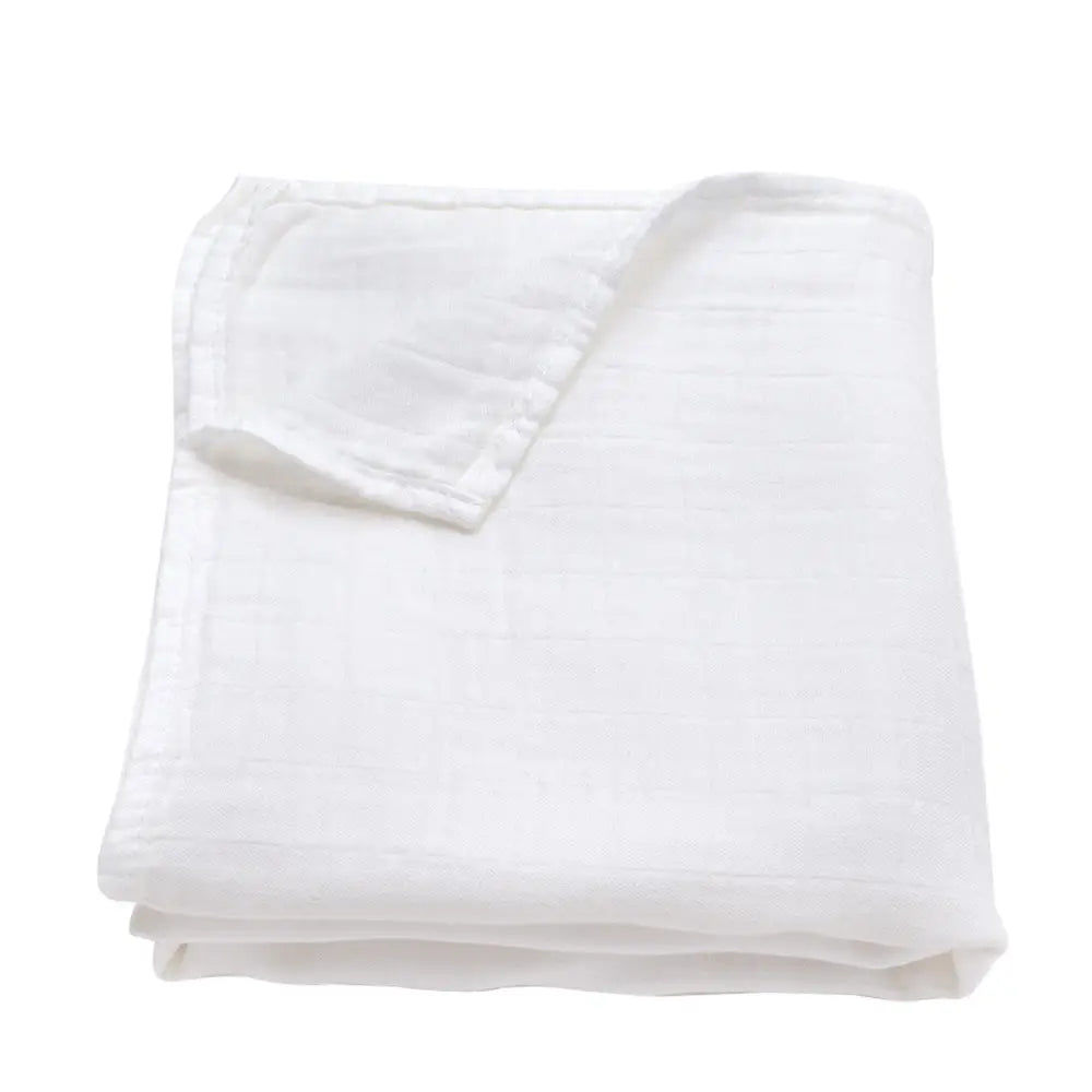 Pure White Bamboo Muslin Swaddle Blanket