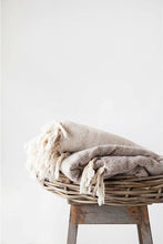 Load image into Gallery viewer, Woven Wool Blend Throw with Fringe
