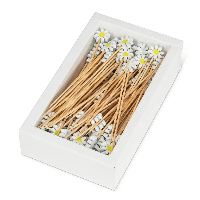 100 Piece White Daisy Picks