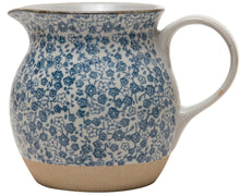 Load image into Gallery viewer, Hand-Painted Stoneware Pitcher with Floral Print
