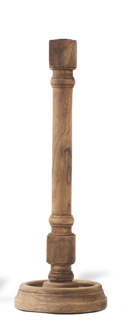 Medium Brown Wood Taper Candleholder