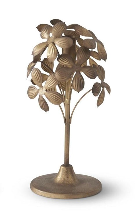 Small Gold Metal Flower Taper Candleholder