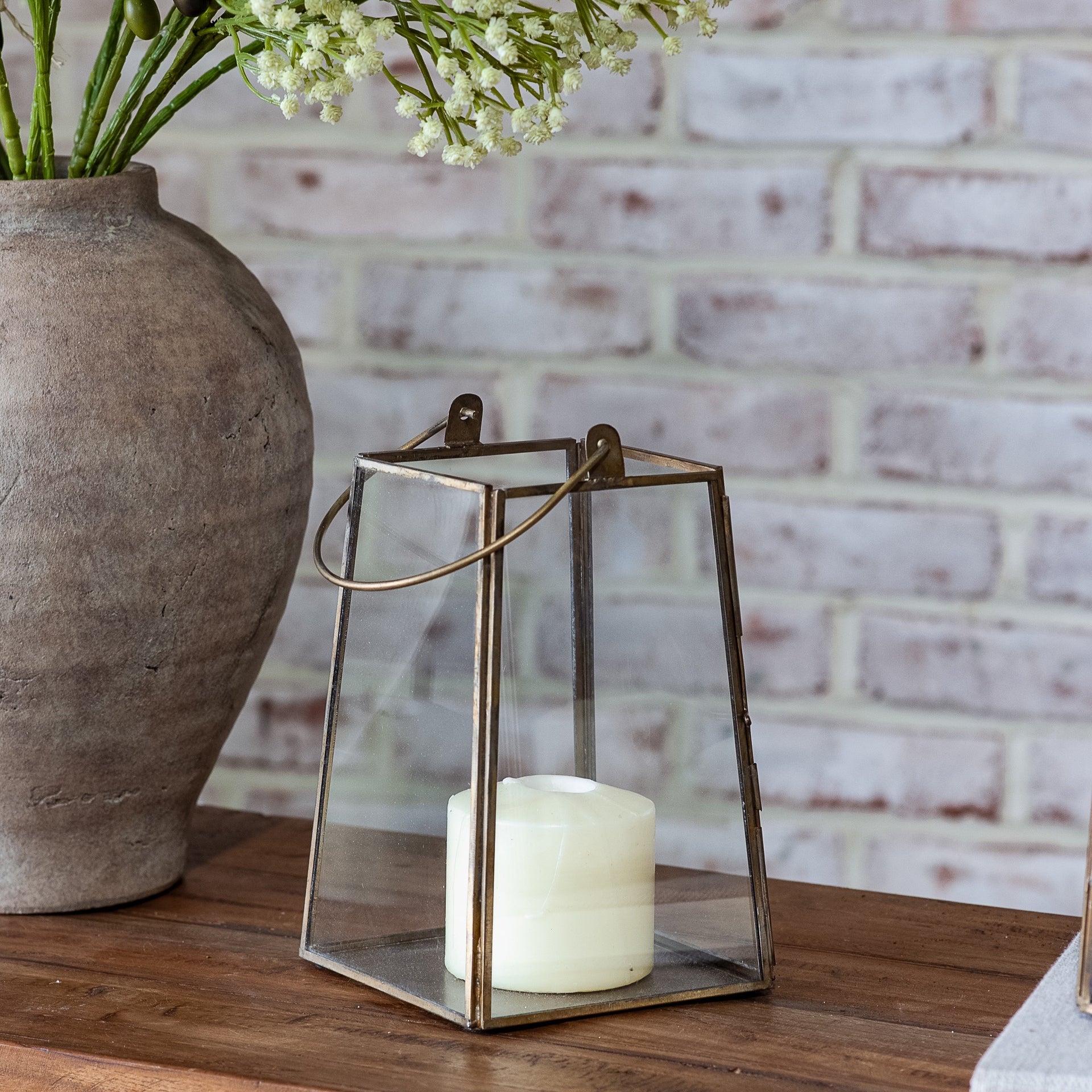 7.5" Glass and Iron Hanging Lantern