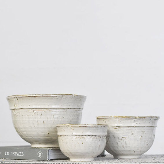 Set of 3 White Ceramic Bowls
