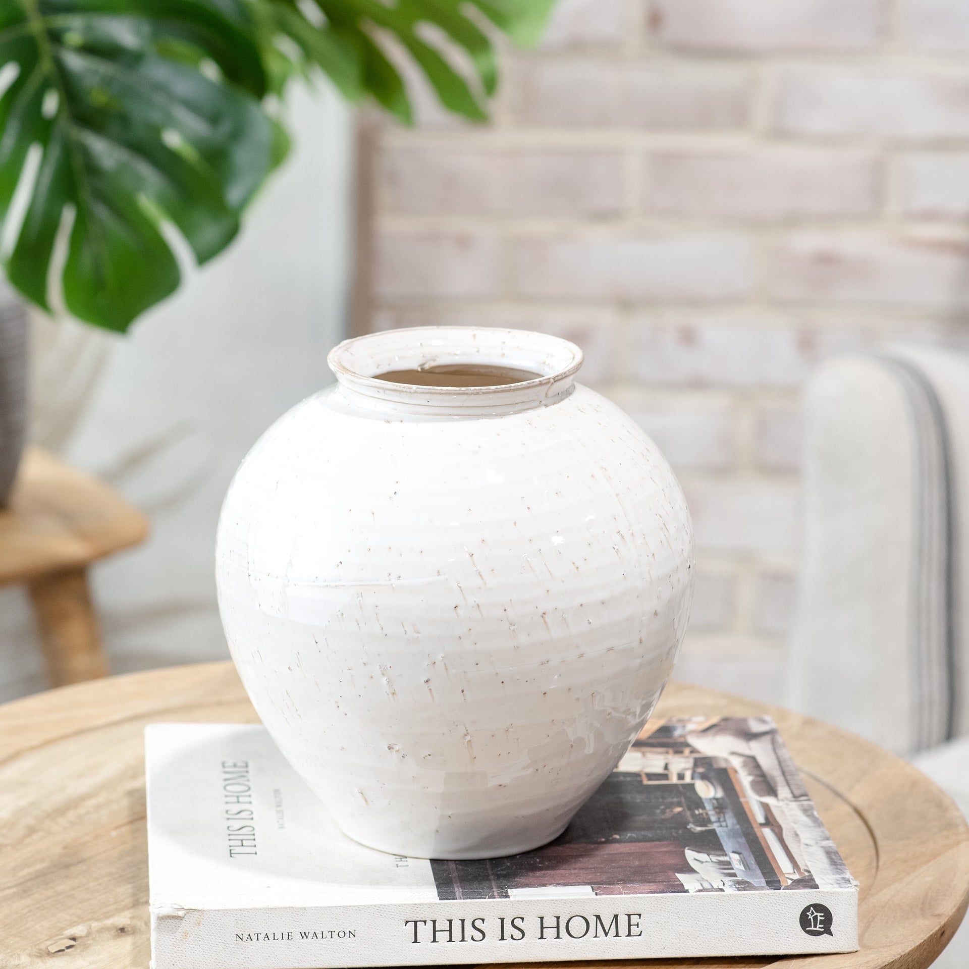 White Ceramic Round Vase