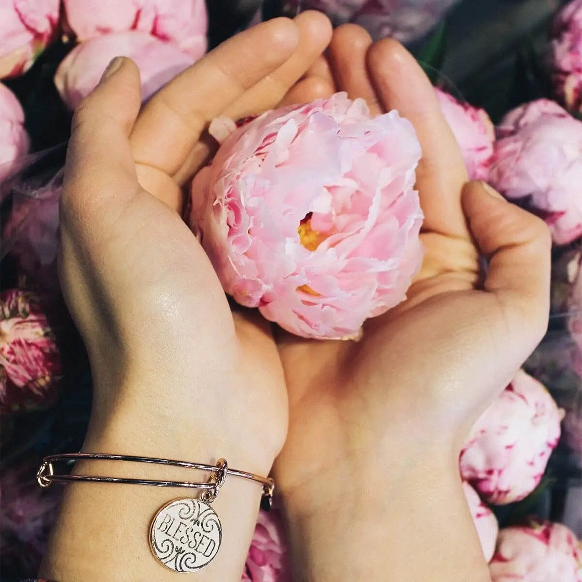 Alex and Ani Rose Gold Blessed Charm Bangle