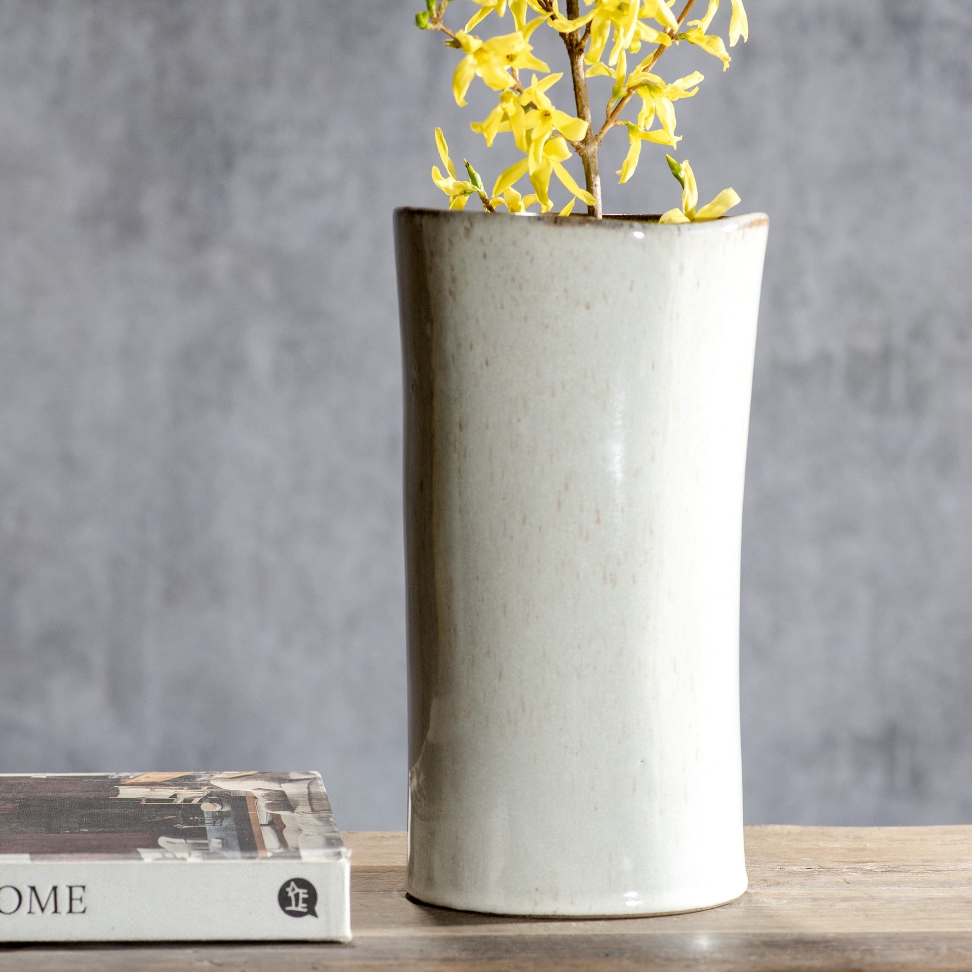 9.85" White Sand Ceramic Vase