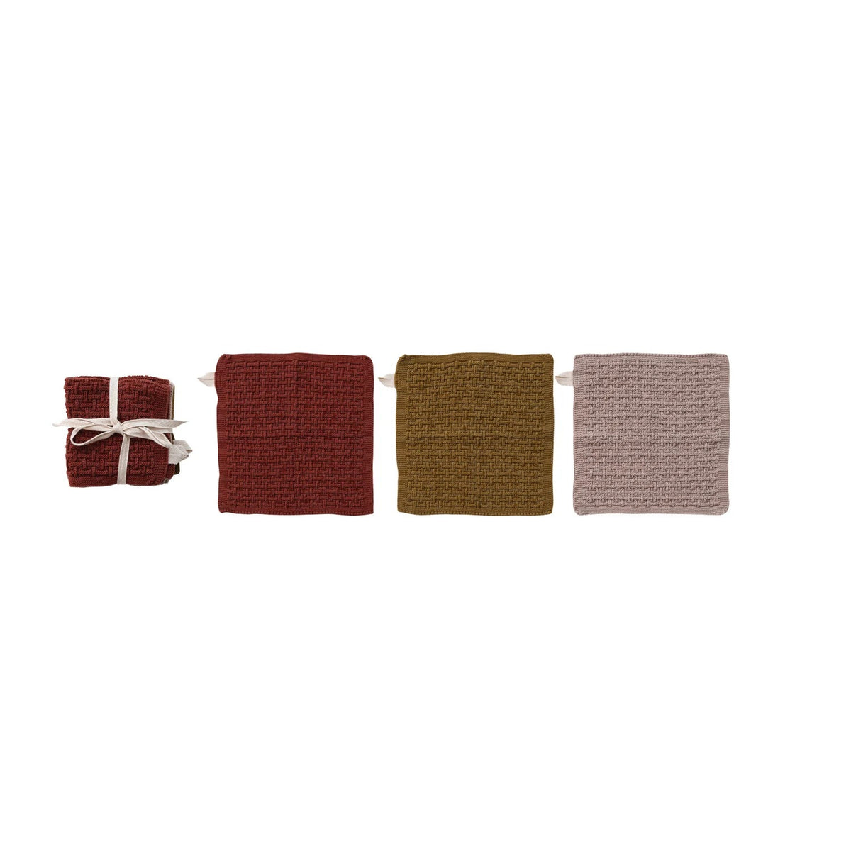 Cotton Knit Dish Cloths, Set of 3