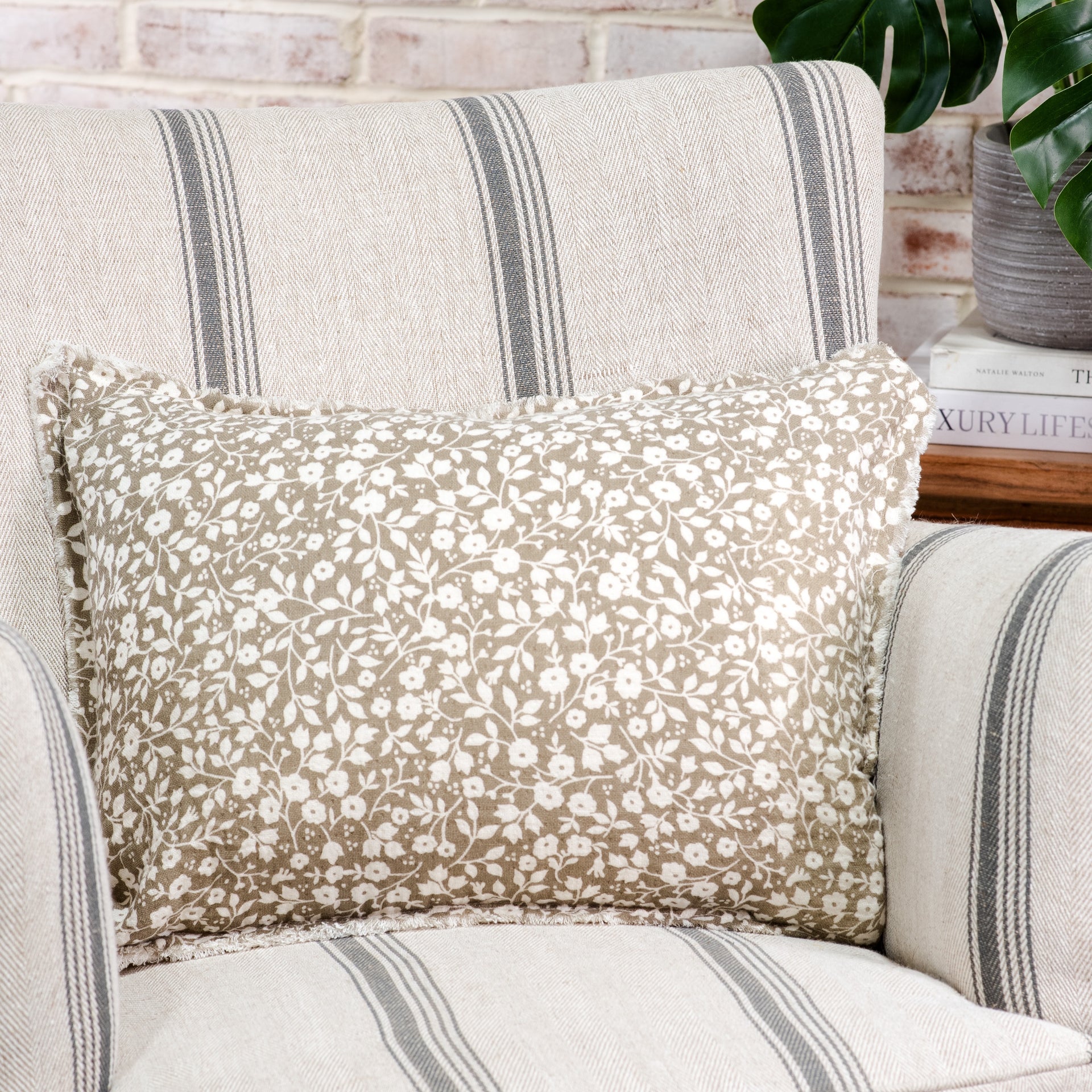 Beige Spring Floral Pillow