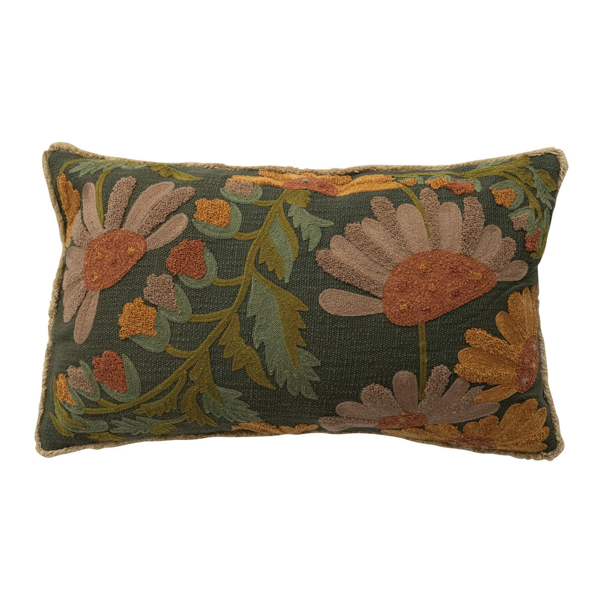 Cotton Slub Embroidered Pillow