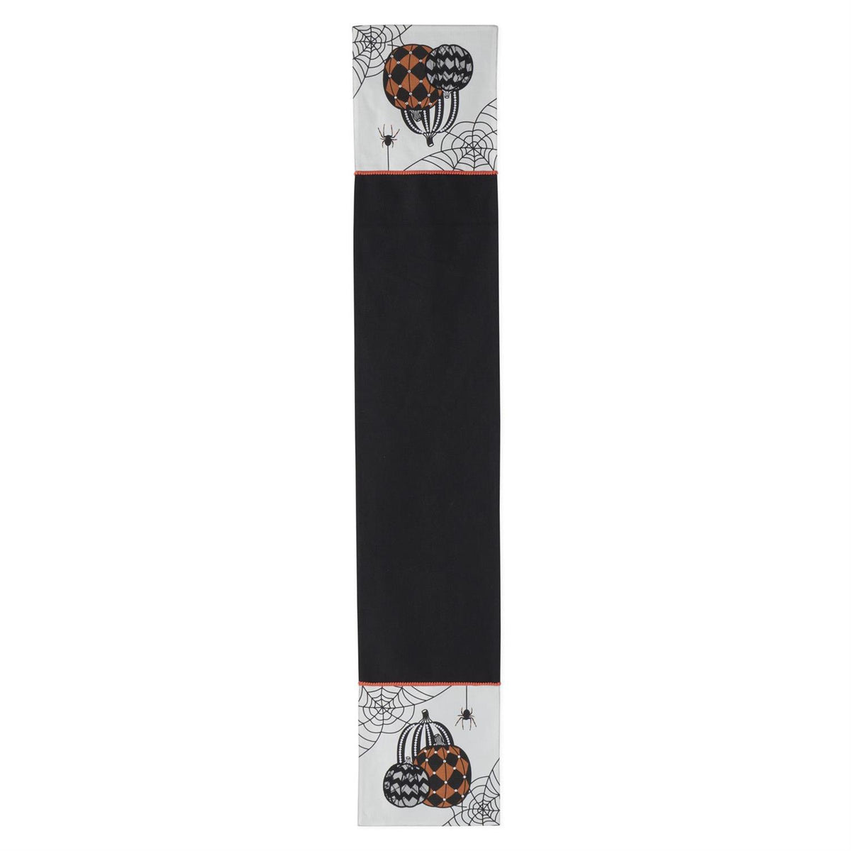 72 Inch White & Black Halloween Pumpkin Table Runner