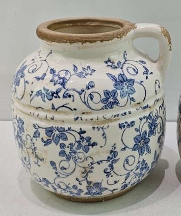 6.5" Blue Heirloom Handle Vase