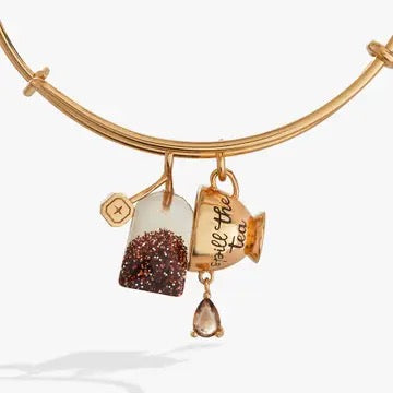 Alex and Ani Spill the Tea Cup and Tea Bag Charm Bangle