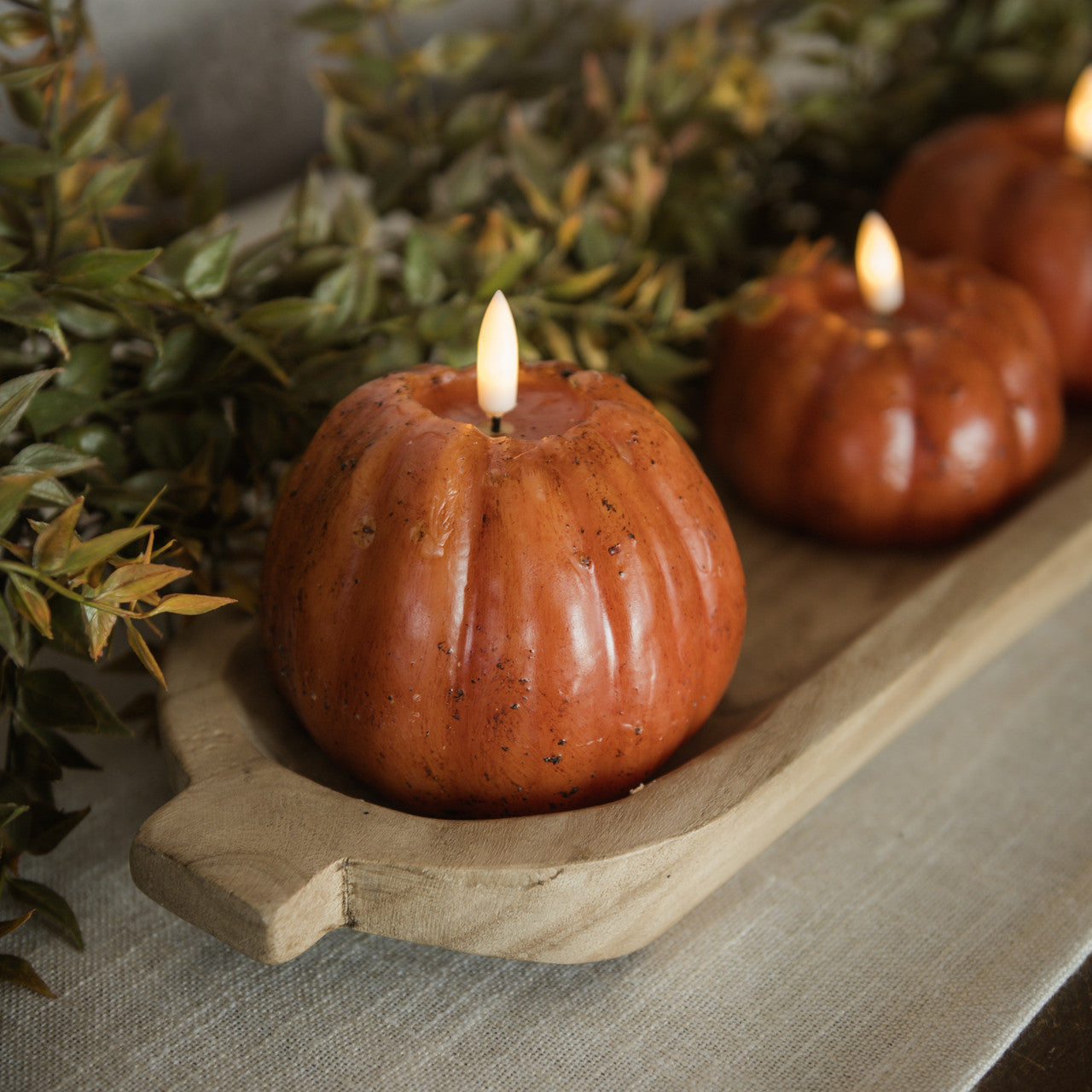 4 Inch Orange 3D Flame Tall Pumpkin Candle