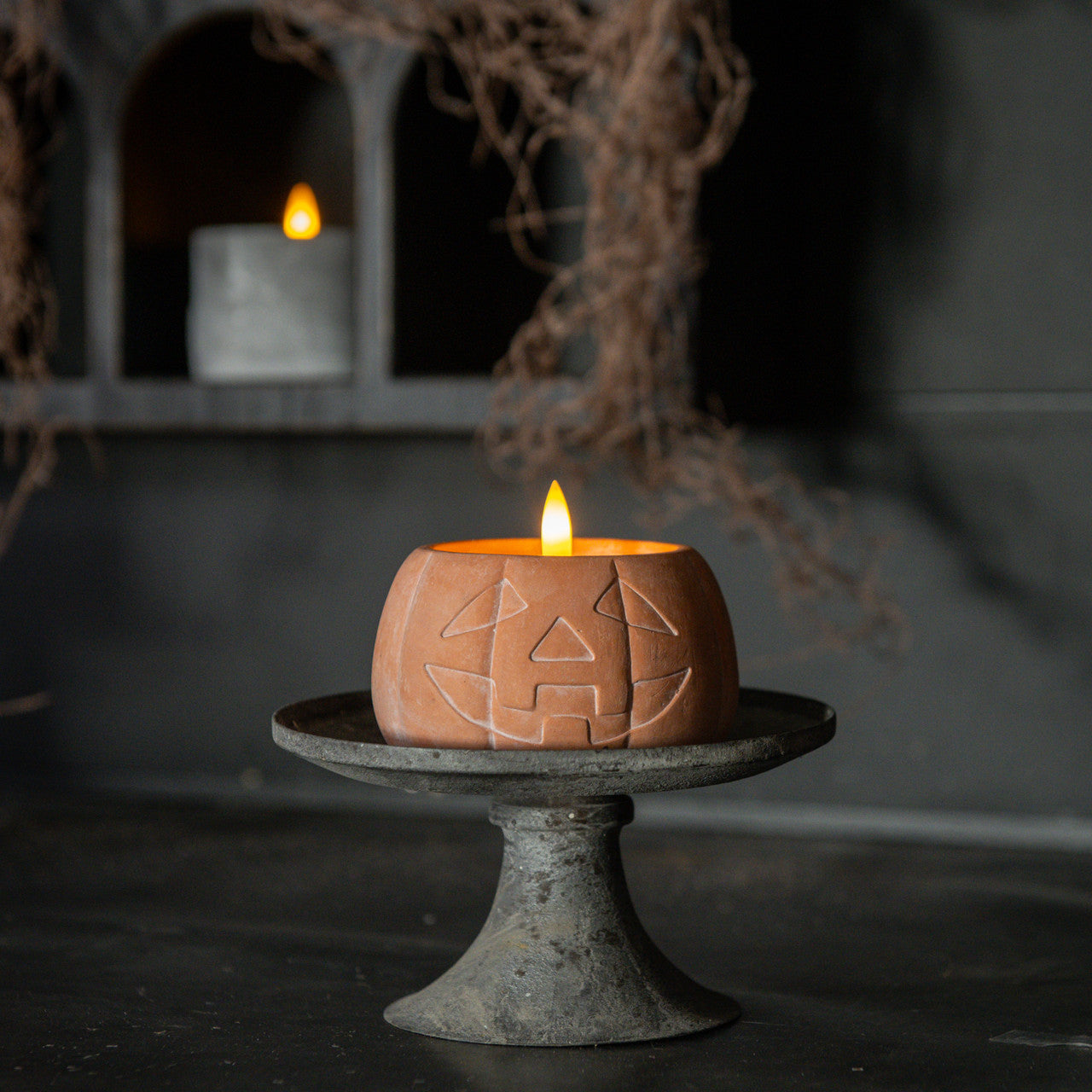 3 Inch Orange Jack-O-Lantern 3D Flame Candle