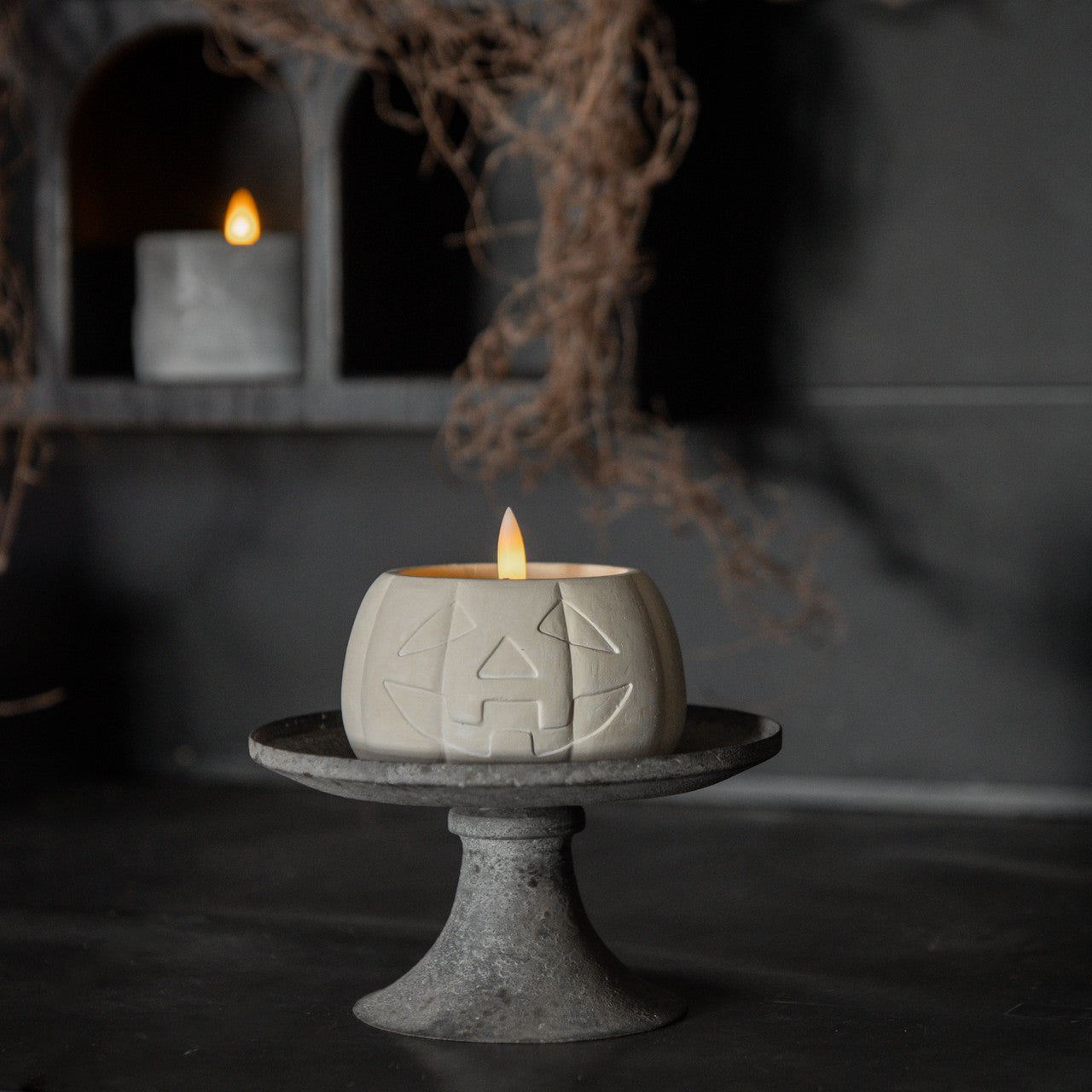 3 Inch Cream Jack-O-Lantern 3D Flame Candle