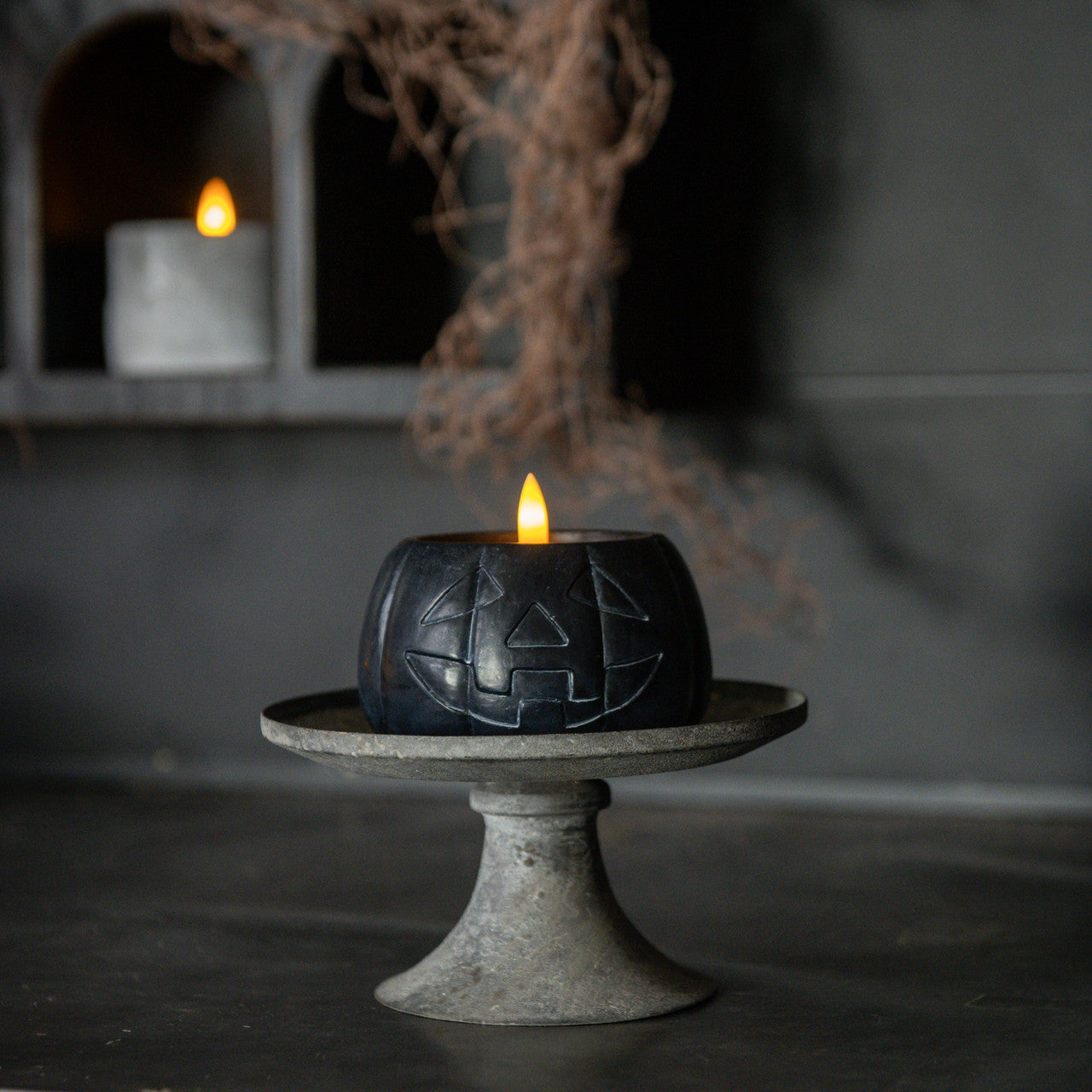 3 Inch Black Jack-O-Lantern 3D Flame Candle