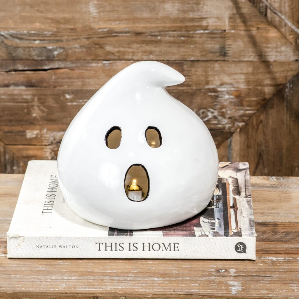 Ceramic White Flicker Ghost with Timer
