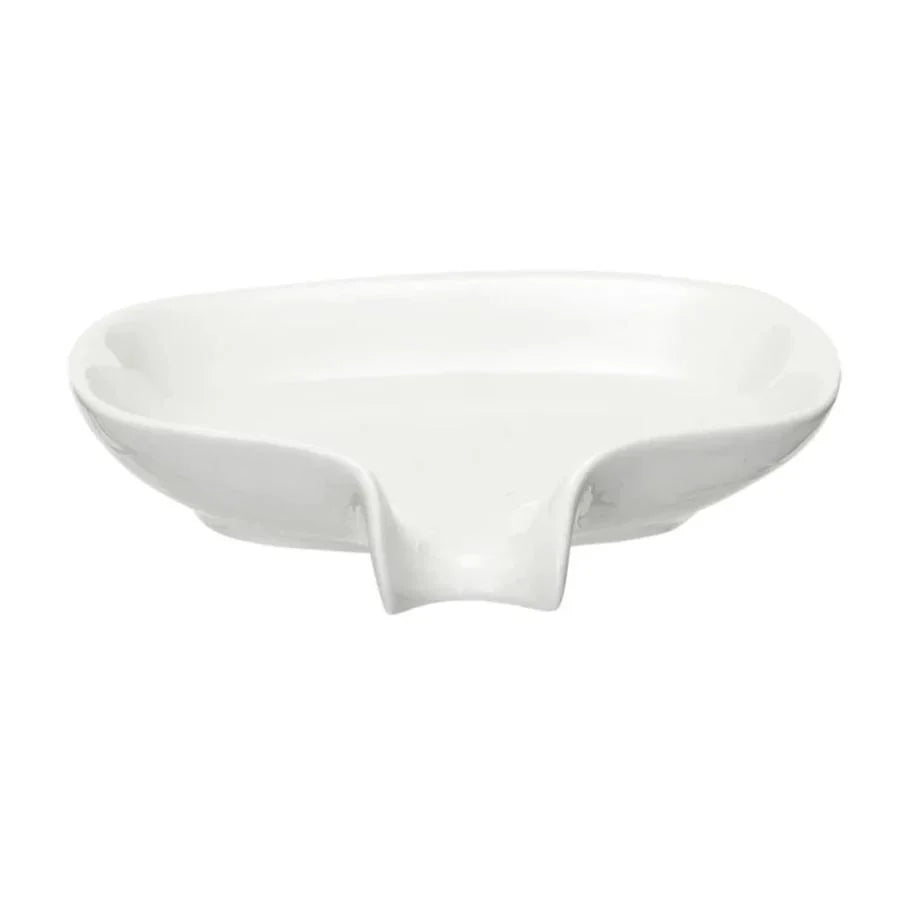 Stoneware Soap Dish with Spout- White