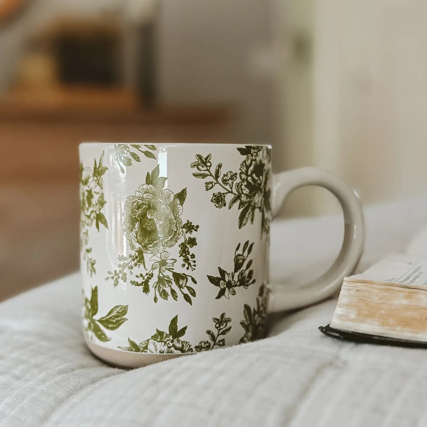 Green Delft Stoneware Coffee Mug