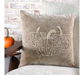 18 x 18 Tan Beaded Pumpkin Pillow