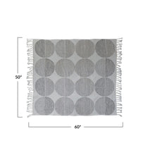 Load image into Gallery viewer, Woven Cotton Jacquard Throw with Circles &amp; Fringe
