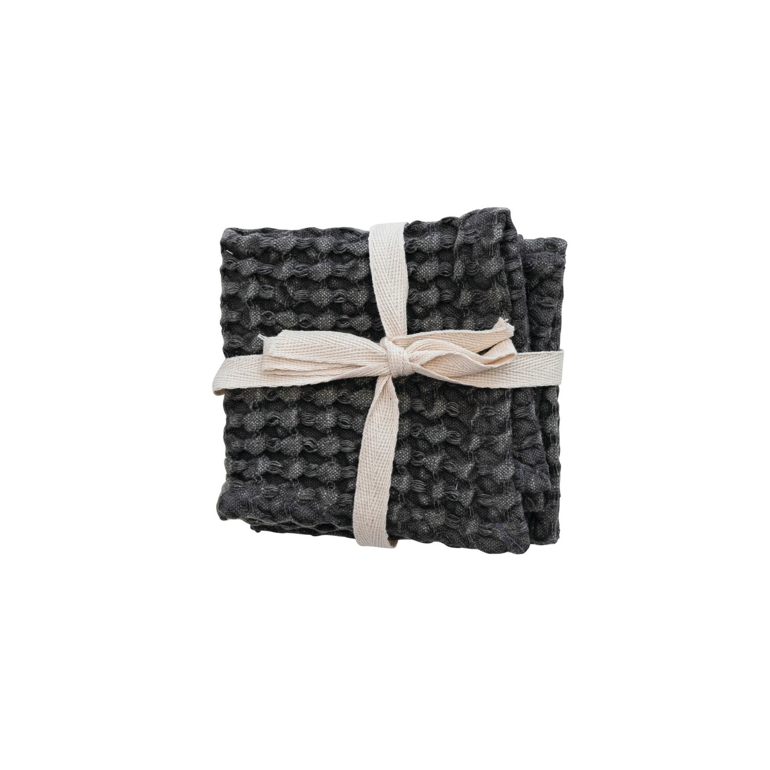 Stonewashed Charcoal Cotton Waffle Weave Dish Cloths
