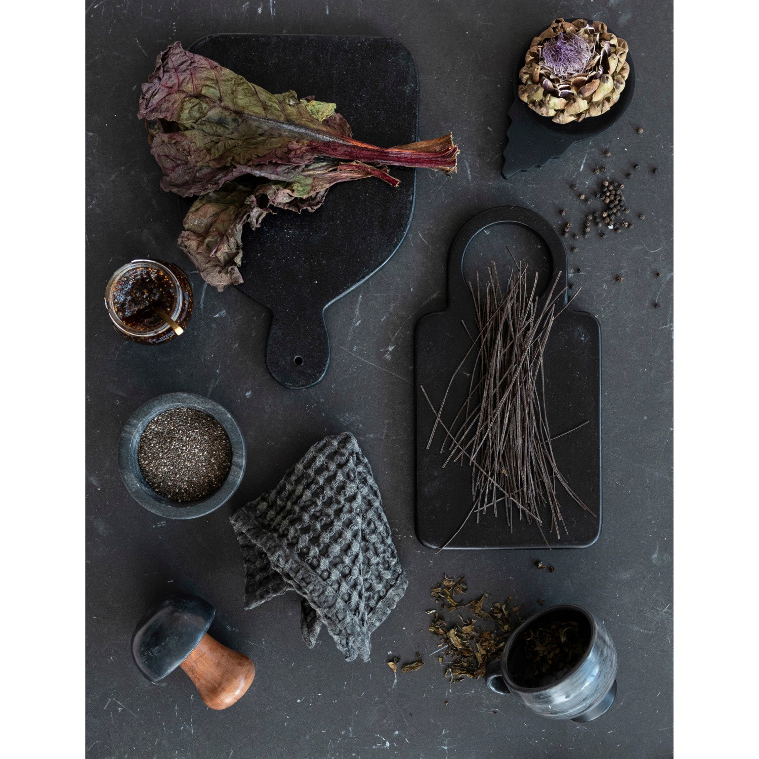 Stonewashed Charcoal Cotton Waffle Weave Dish Cloths
