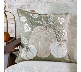 18 x 18 Autumn Pumpkins Green Pillow