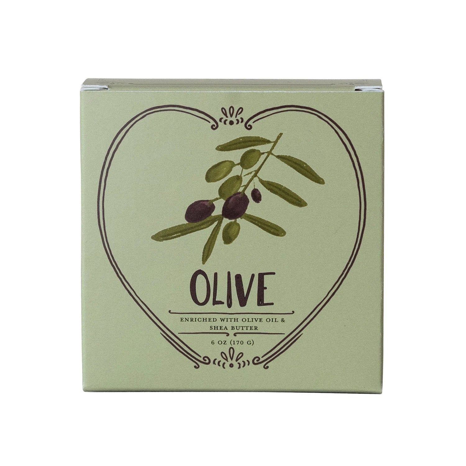 Olive Scented Olive Oil & Shea Butter Triple Milled Heart Shaped Bar Soap
