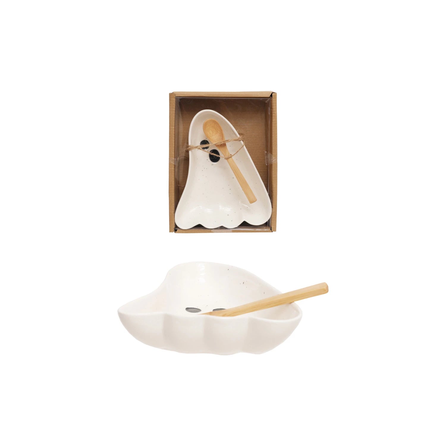 Ghost Shaped Dish with Spoon