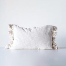 Load image into Gallery viewer, Woven Cotton Slub Lumbar Pillow with Tassels
