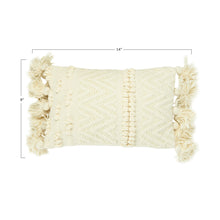 Load image into Gallery viewer, Woven Lumbar Pillow with Tufted Design and Tassels
