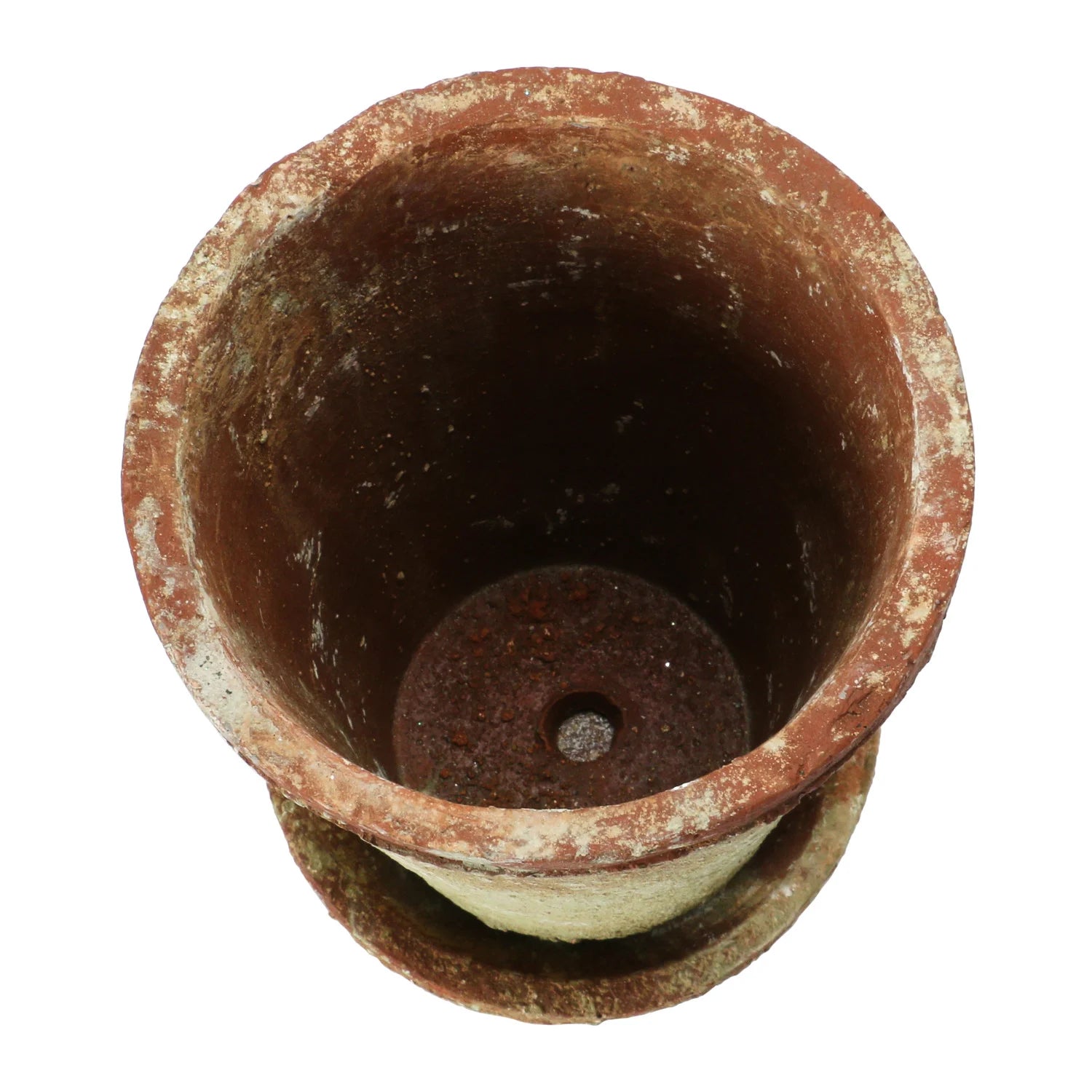 Distressed Cement Planter with Saucer