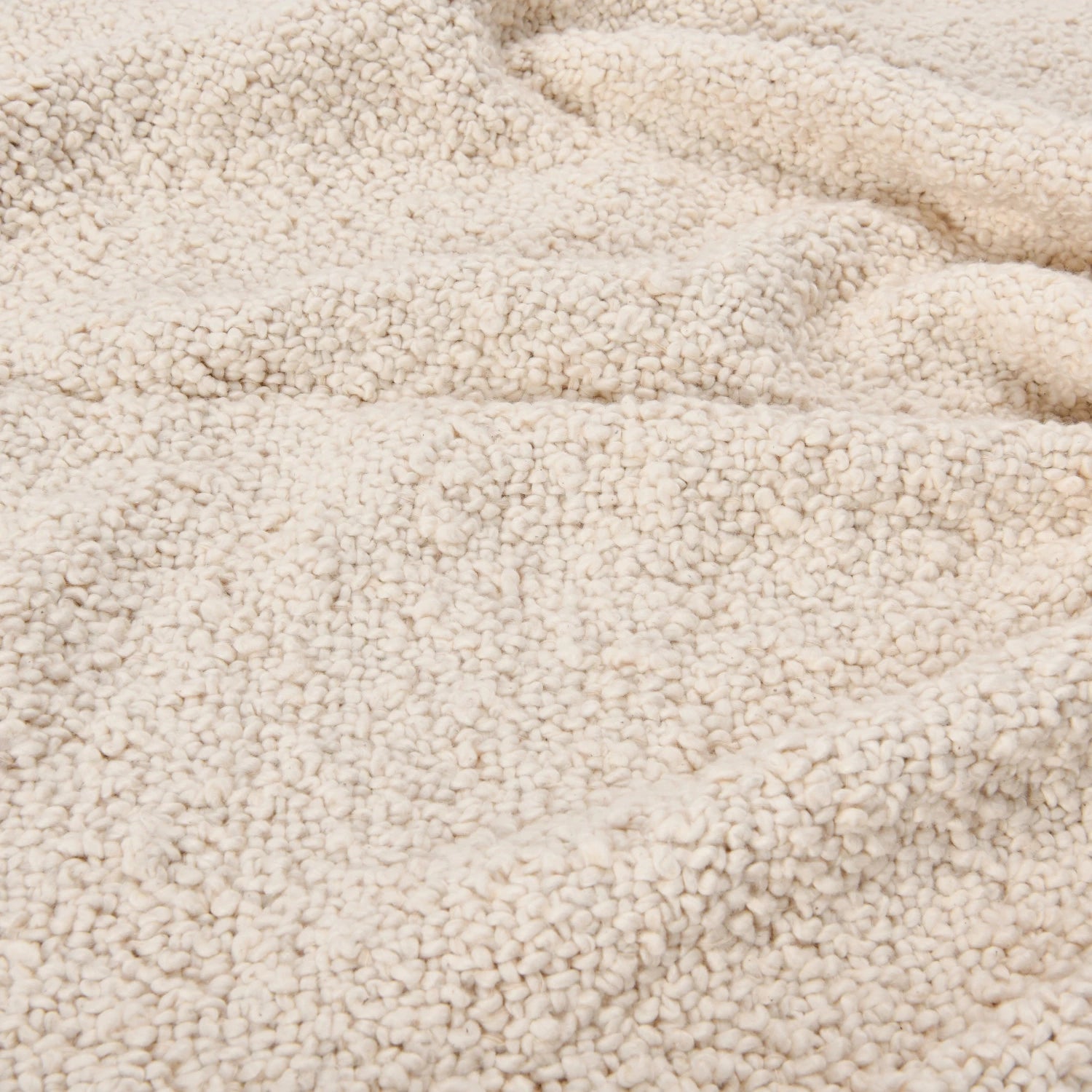 Cotton Blend Boucle Throw with Fringe