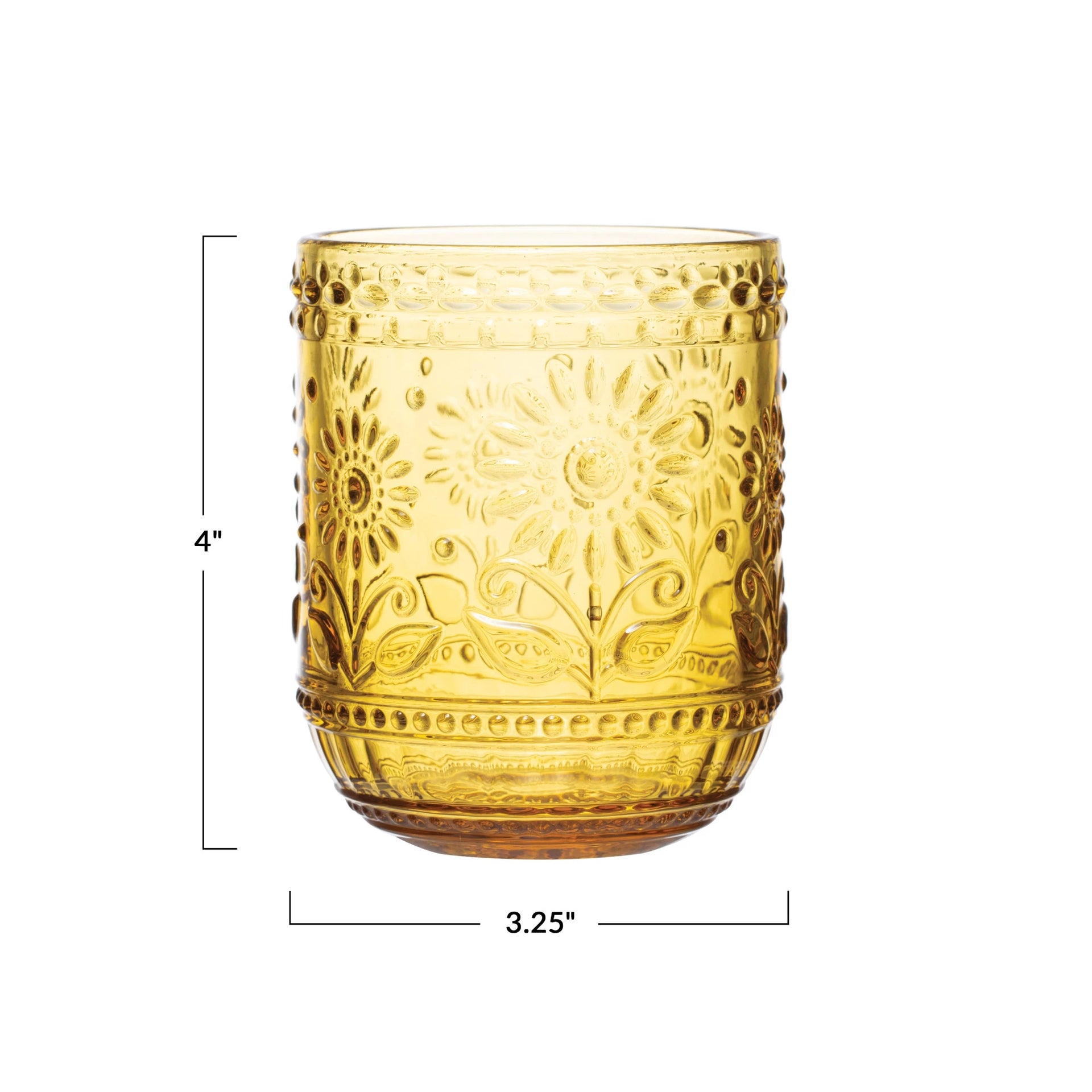 Embossed Drinking Glass- Amber Color