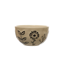 Load image into Gallery viewer, Hand-Painted Stoneware Bowl with Embossed Flowers
