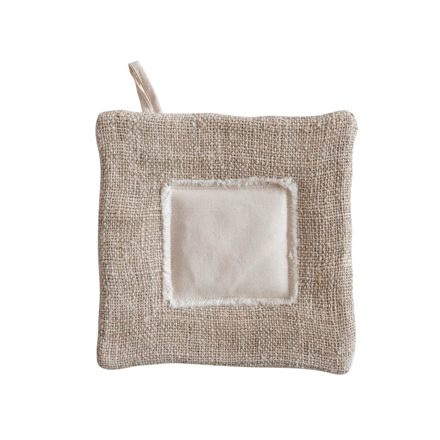 Woven Hemp Fiber & Cotton Canvas Pot Holder