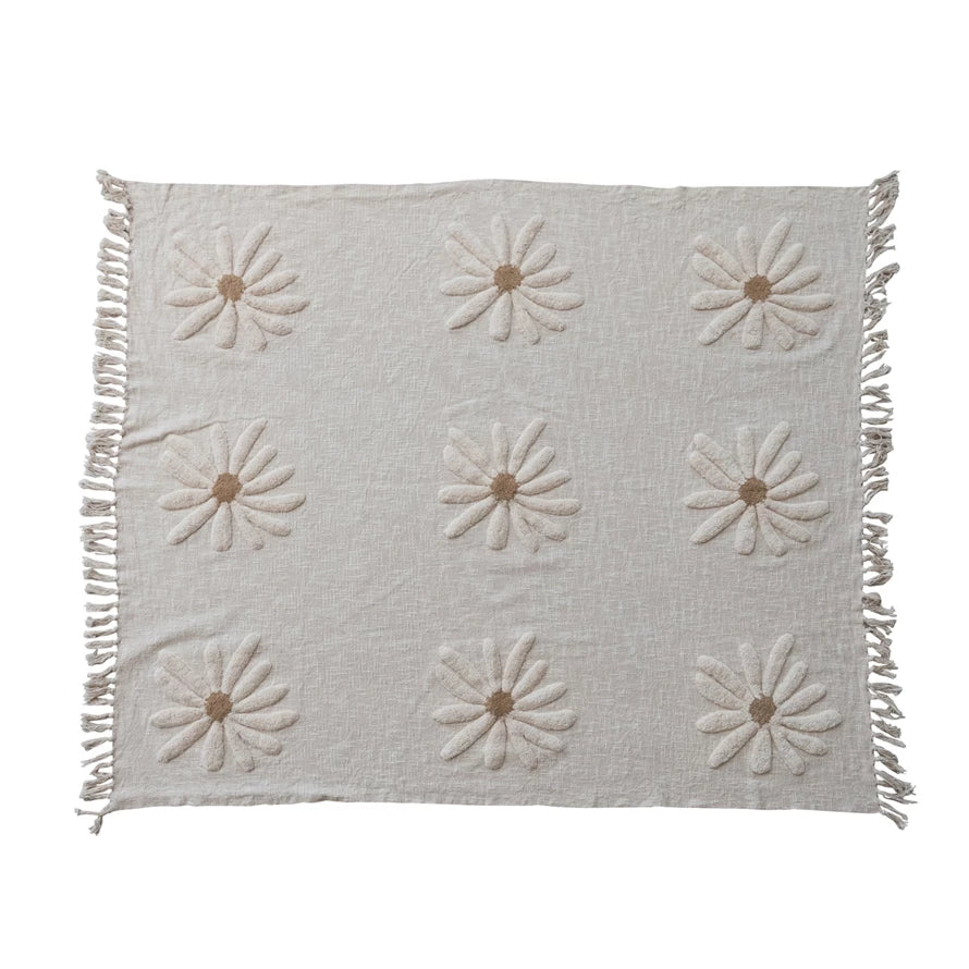 Throw with Tufted Flowers