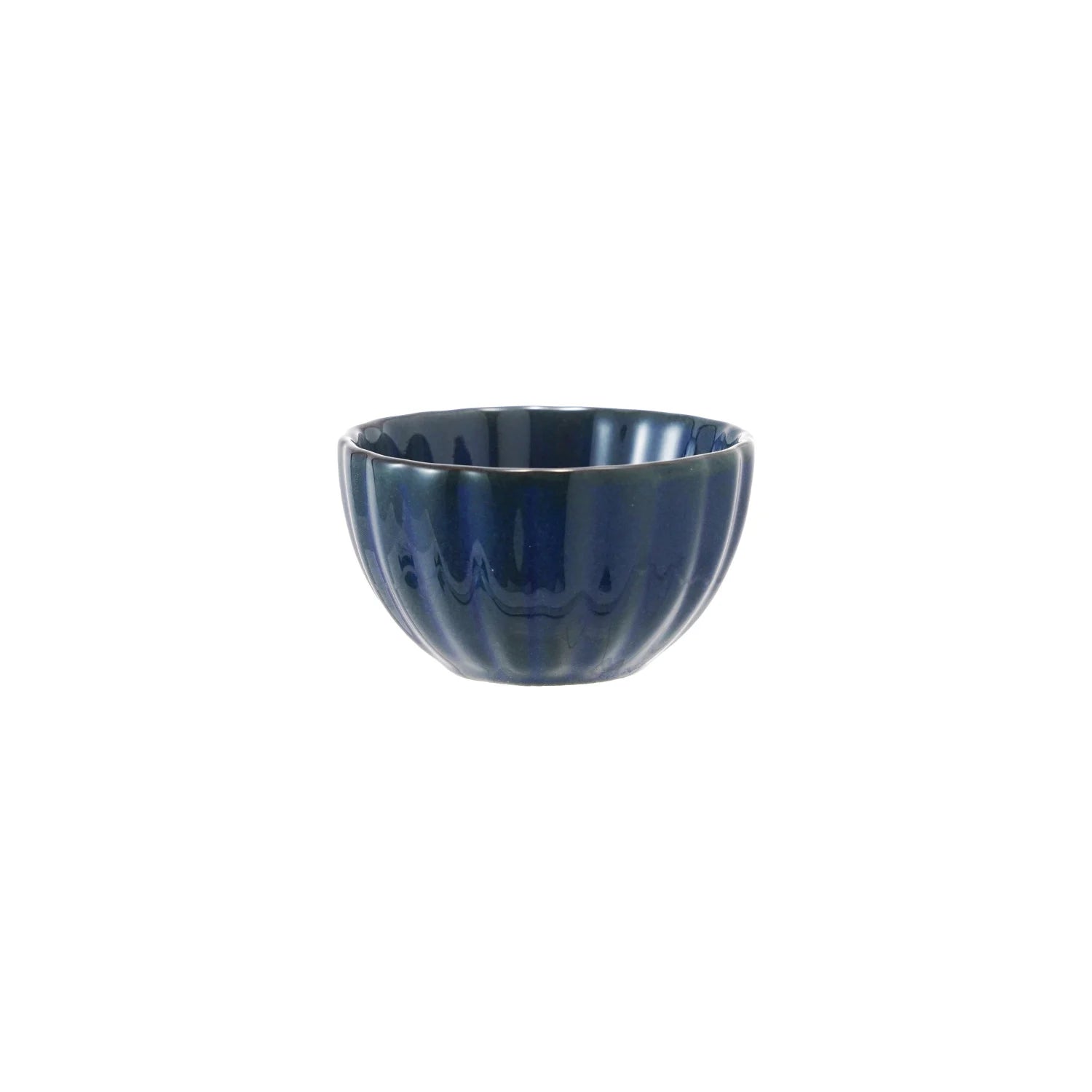 Stoneware Ribbed Bowl Blue