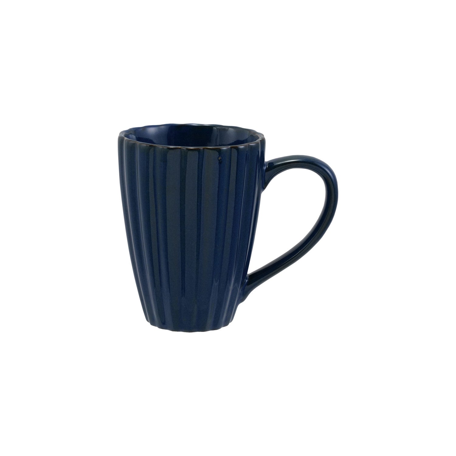 Stoneware Ribbed Blue Mug