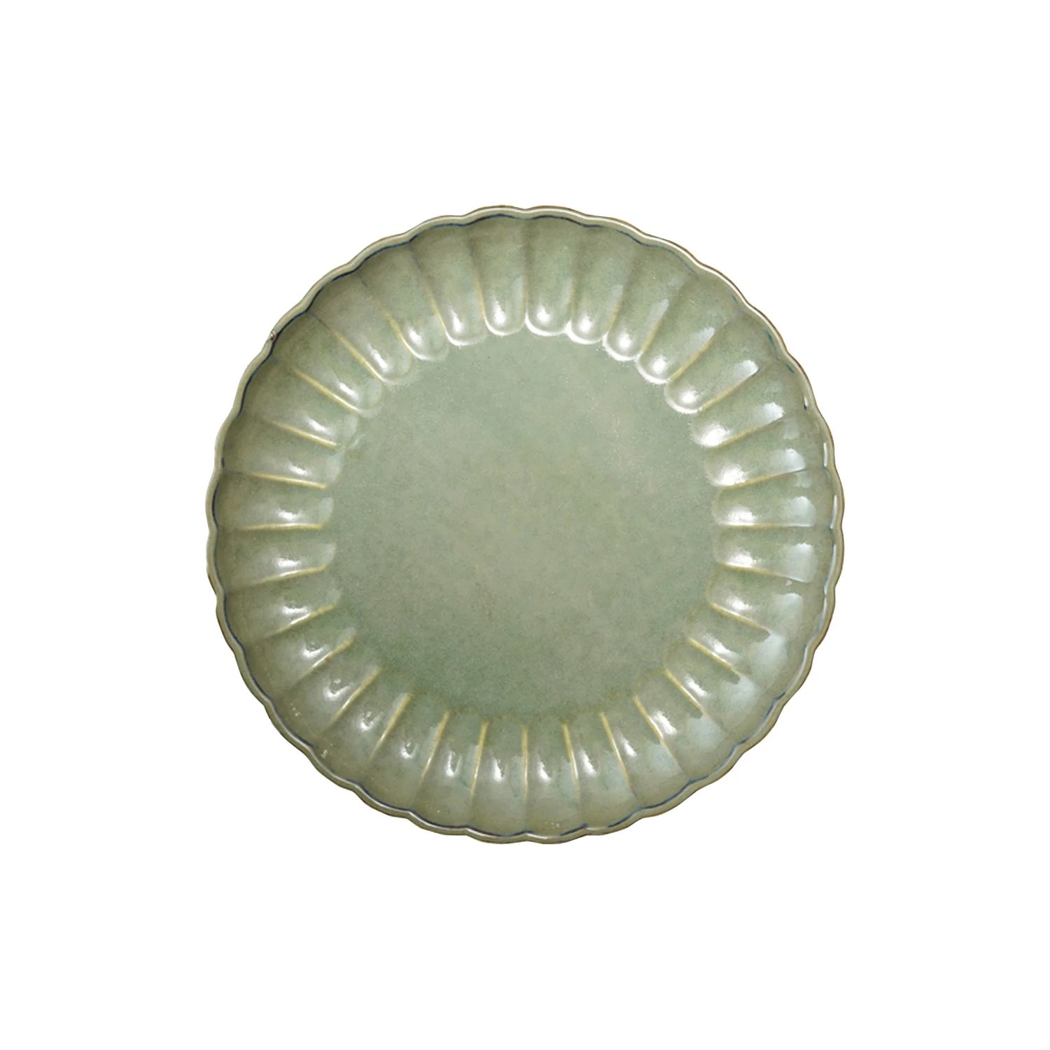 Stoneware Fluted Sage Green Plate