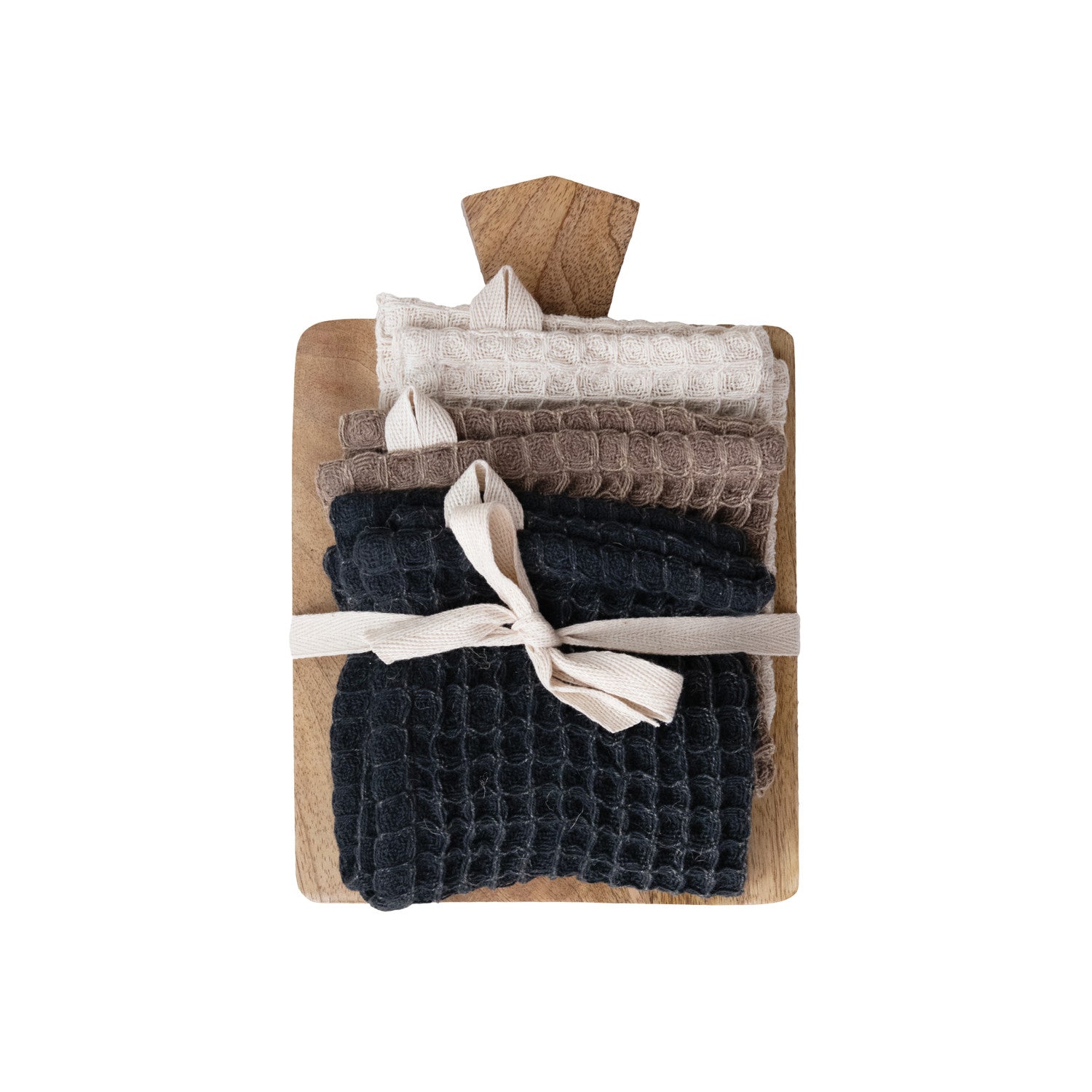 Waffle Weave Dish Cloths with Cheese/Serving Board