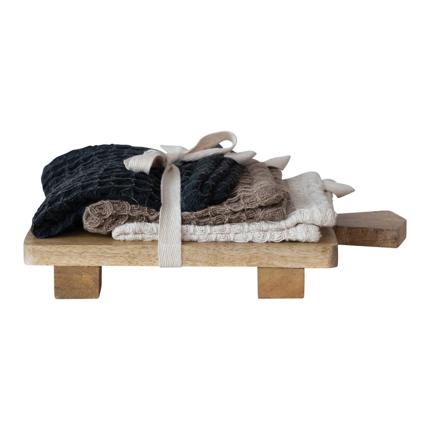 Waffle Weave Dish Cloths with Cheese/Serving Board